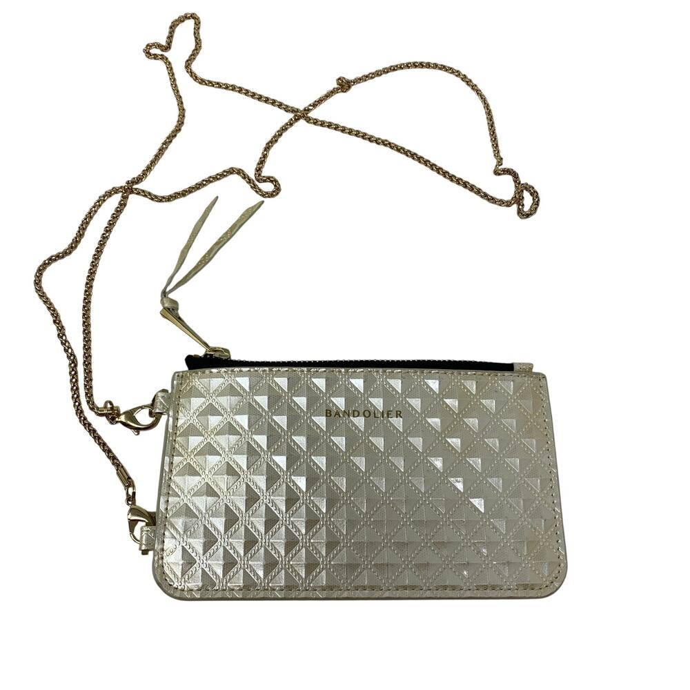 Bandolier Sheila Pyramid Pouch In Pearl White With Removable Chain Strap